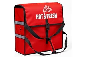 Brooklyntrend Pizza Bags for Delivery – Extra Large (20" X 20") Insulated Pizza Delivery Bag | Waterproof Pizza Warmer Carrier for Doordash, Uber Eats | Front Load, Heavy Duty (Red, 20"X20"X8")