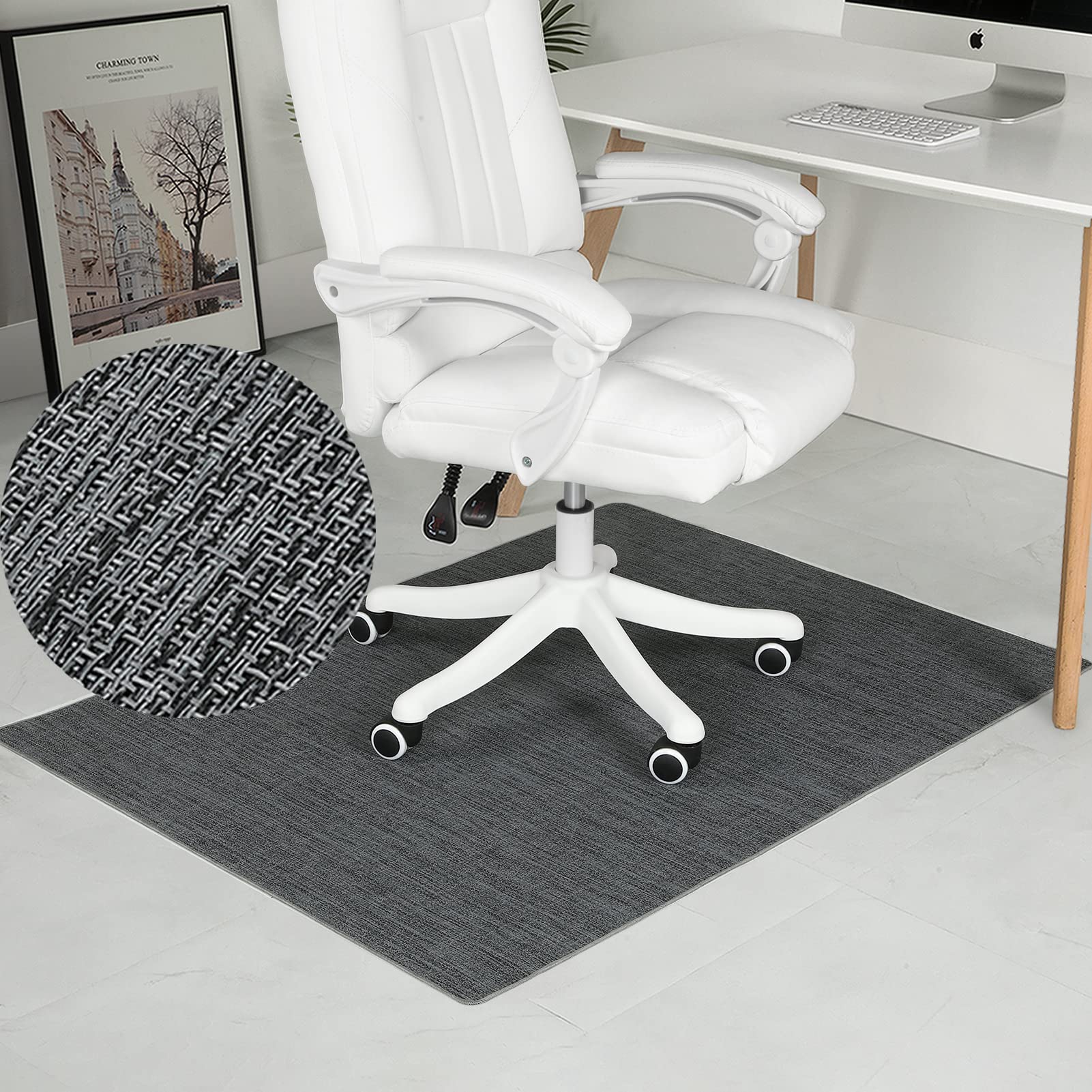 RccugmatS Chair Mat for Hardwood Floor, 36" x 48" Heavy Duty Office Chair Mat for Rolling Chairs, Anti Slip, Computer Chair Desk Mat, Floor Protector for Home Office, Black&Grey Image