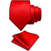 GUSLESON 3.15"(8cm) Mens Tie Set Solid Pure Color Necktie and Pocket Square Set in Gift Box