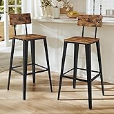 VASAGLE Set of 2 Bar Stools, Bar Height Stools, 29.1 Inches Tall Barstools with Back, Counter Bar Chairs for Kitchen Island, 