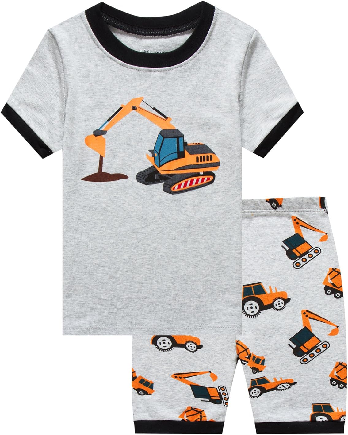 Little Boys Short Pajamas 100% Cotton Excavat Toddler Pjs Summer Kids Clothes Shirts 6t Gray