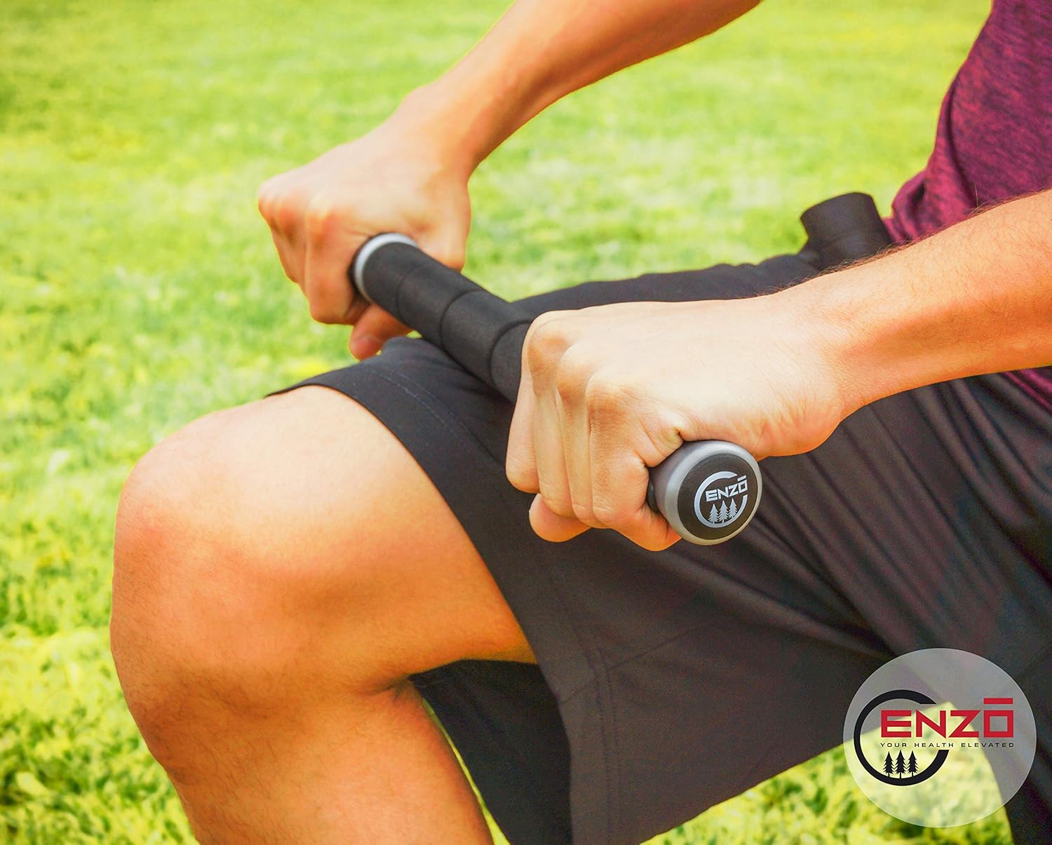 Muscle Roller Stick by Enzo 17.6" | Gentle Foam Massage Roller for Sore Muscle Lactic Acid and Joint Pain Relief | Portable Physical Therapy and Recovery Tool Black and Gray: Health & Personal Care