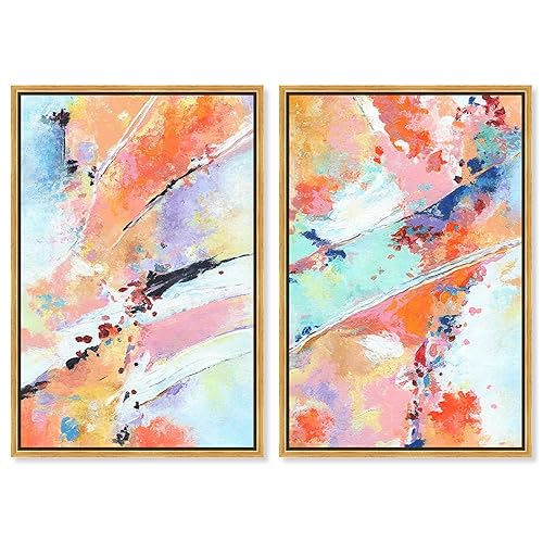 Art Remedy Summer Time Set Canvas Set of 2 Maximalist Art, Gold Frame, 36 x 54 - Amazon deal for $554.52