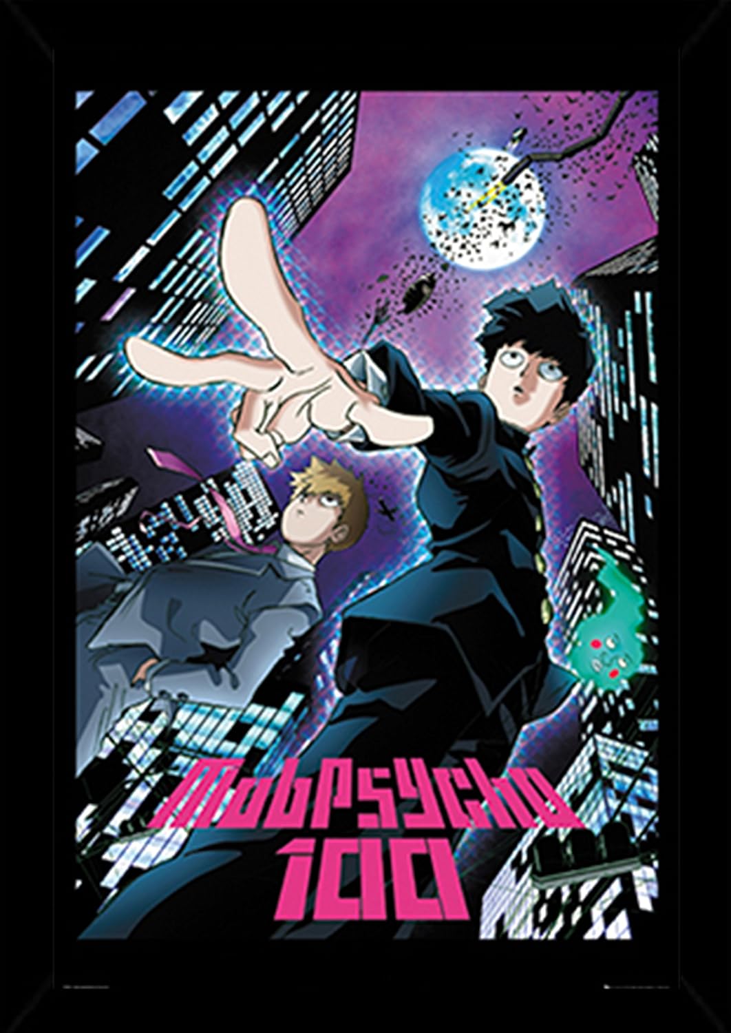 Mob Psycho 100 City Poster In A Black Thin Poster Frame 24x36 Mob Psycho 100 City Poster In A Black Thin Poster Frame 24x36