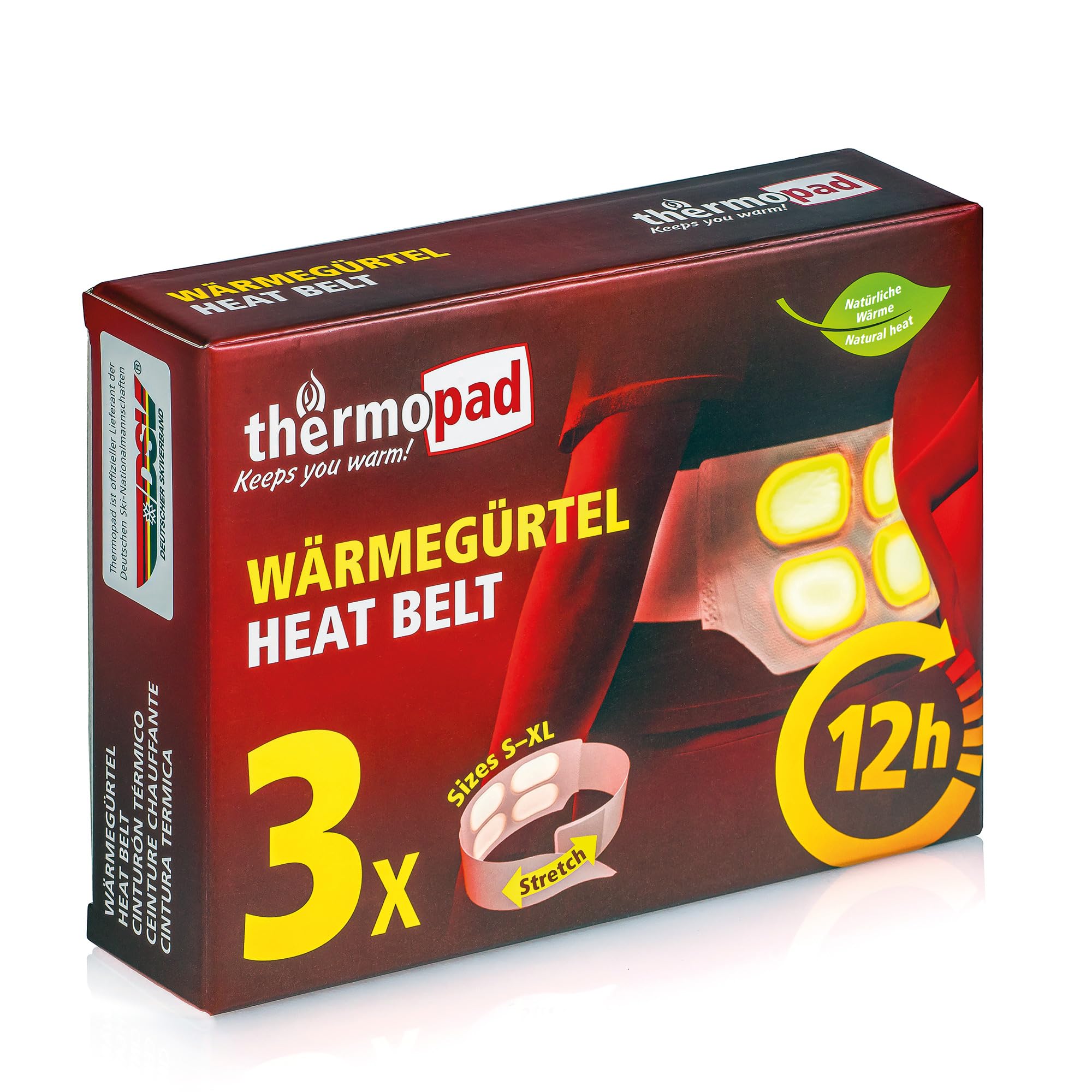THERMOPAD Heat Belt S-XL (Stretch/Velcro) – The Original: 3 or 10 Heat Patches for 12 Hours Warmth I Heated Belt Made from Extra Warm Heating Pads – Kidney Warmer & Back Warmer