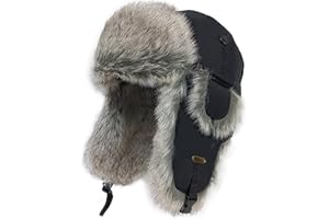 HEYANN Winter Trapper Hat Faux Fur Hat for Men Women Hunting Ski Hat with Ear Flaps Russian Ushanka Eskimo Waterproof