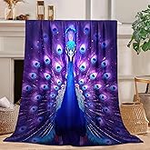 Peacock Blanket Peacock Throw Blanket Super Soft Plush Flannel Bedding Gifts for Boys Girls Men Women Lovers Adults Stuff for Sofa Bed Room Decor 40"X50"