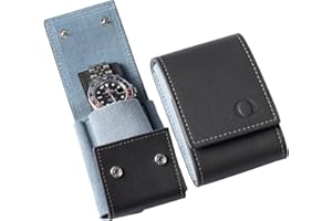 QWATCHBANDS Watch Travel Case Pouch - Genuine Leather Watch Pouches for 1 or 2 Watches - Luxury Watch Accessories in 10 Colors