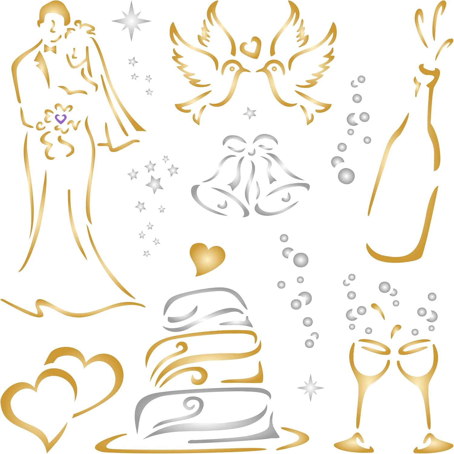 Wedding Stencil, 6.5 x 6.5 inch (S) Decor Letter