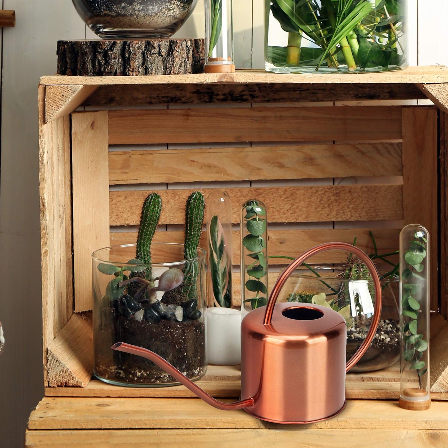 KIBAGA Decorative Copper Colored 40oz Watering Can - Easy Pour Gooseneck Spout for Fast and Easy Indoor Plant Watering : Garden & Outdoor