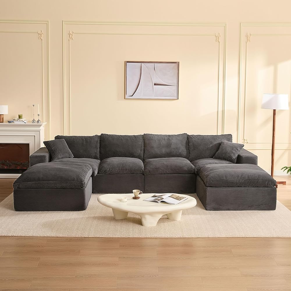 EJC 137.8” Sectional Couches for Living Room, Set of Cloud Couch, Modular Sectional Sofa, Convertible Sofas Bed, Deep Seat So