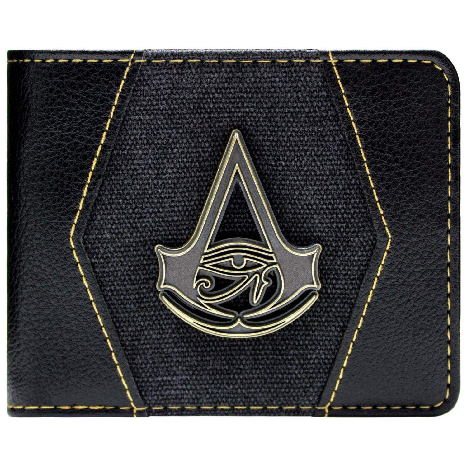 Assassins Creed Origins Bayek Gold Crest Wallet Bi-Fold Coin Pocket & Card Holder, Black