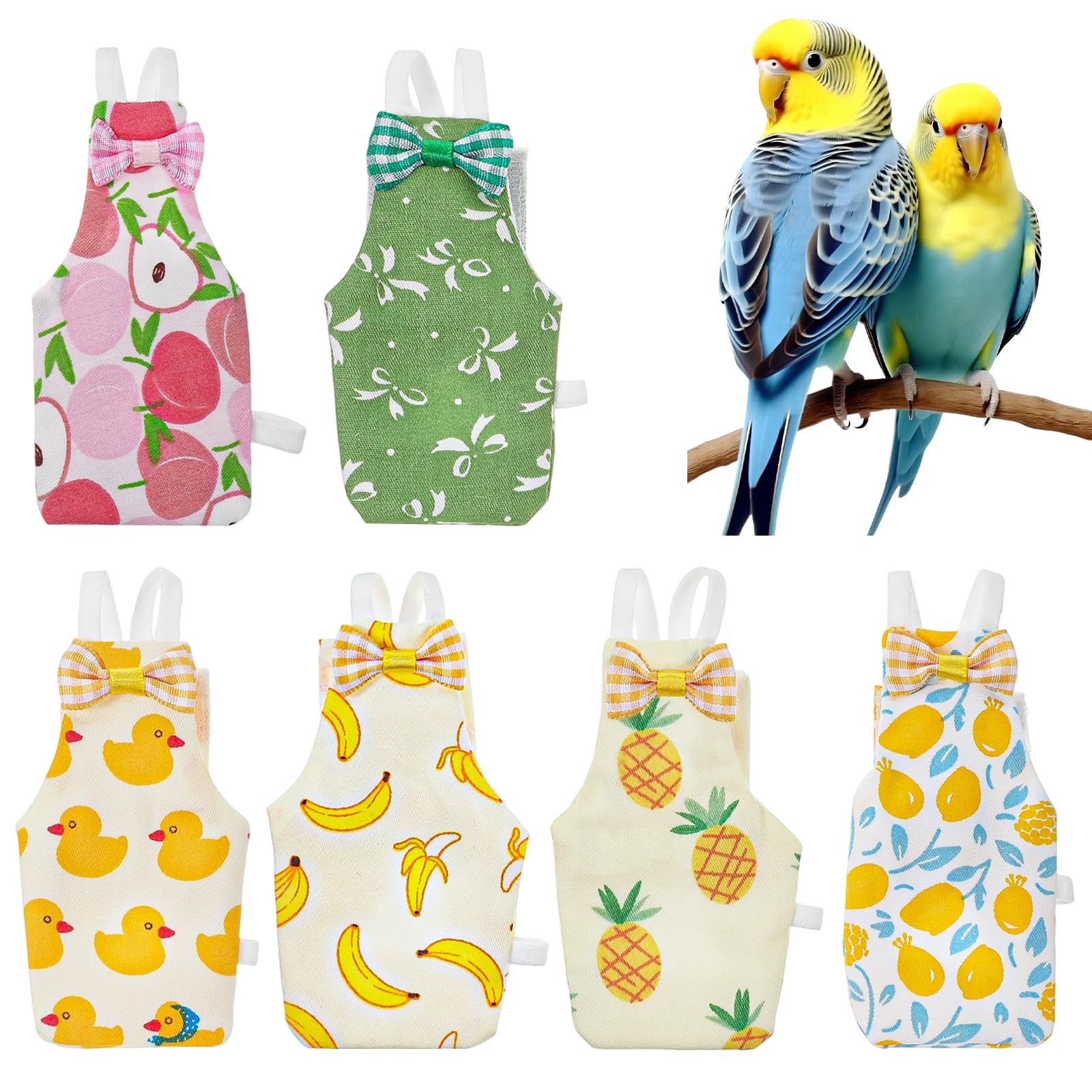 Photo 1 of 6Pcs Bird Diaper, Reusable Parrot Diapers with Waterproof Inner - Washable Pet Bird Diapers for Cockatiel Budgie Lovebird Parakeet Canary Monk (Medium)