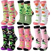 Chicingyou 6 Pairs Witch Socks Gift Bulk Witch Party Supplies Pink and Green Nylon Athletic Breathable Socks for Man Women Girls Gifts