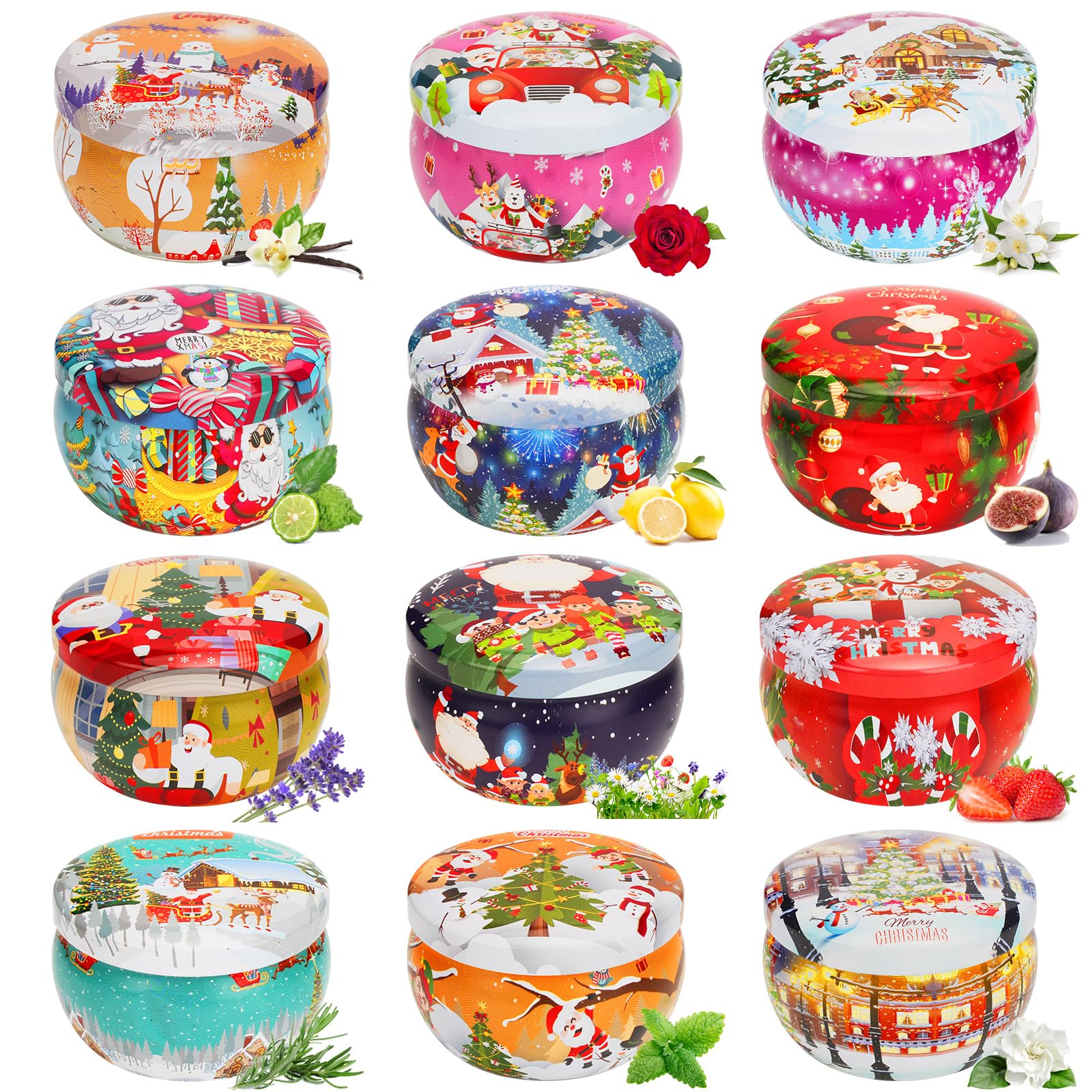 Photo 1 of 12 PCS Christmas Candles - 2.5oz Aromatherapy Gift Set for Women - Scented for Home, Christmas, Birthday, Thanksgiving, Mother's Day