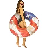 Stars and Stripes American Flag Inflatable Outdoor Pool Rafts, Coolers, &amp; Swim Rig Collection. Celebrate The USA.