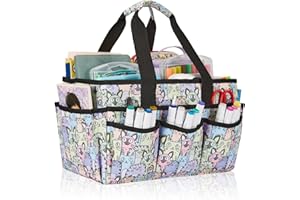 JOSIVIKY Craft Tote Bag, Art Organizer,Cleaning Supply Caddy, Carrying Bag with Handle for Multi-Purpose, Organizer Caddy for Pets (Cat Print)
