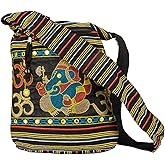 Women Hobo Black Cross Body Shoulder Bag Elephant Embroidered School Everyday Shopping Casual Lightweight