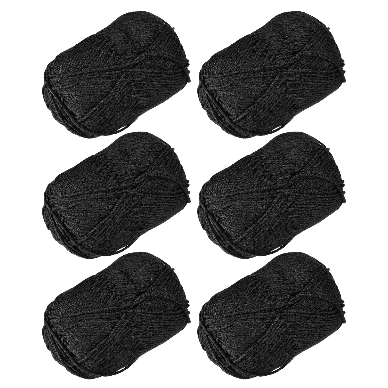 uxcell Acrylic Yarn Skeins, 300g/10.58oz (6 Pack of 50g) Soft Crochet Yarns for Knitting and Crocheting Craft Project, Black