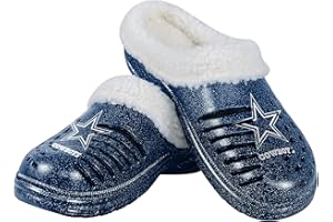 FOCO Women's NFL Team Logo Sherpa Lined Glitter Shoes Slipper Clogs