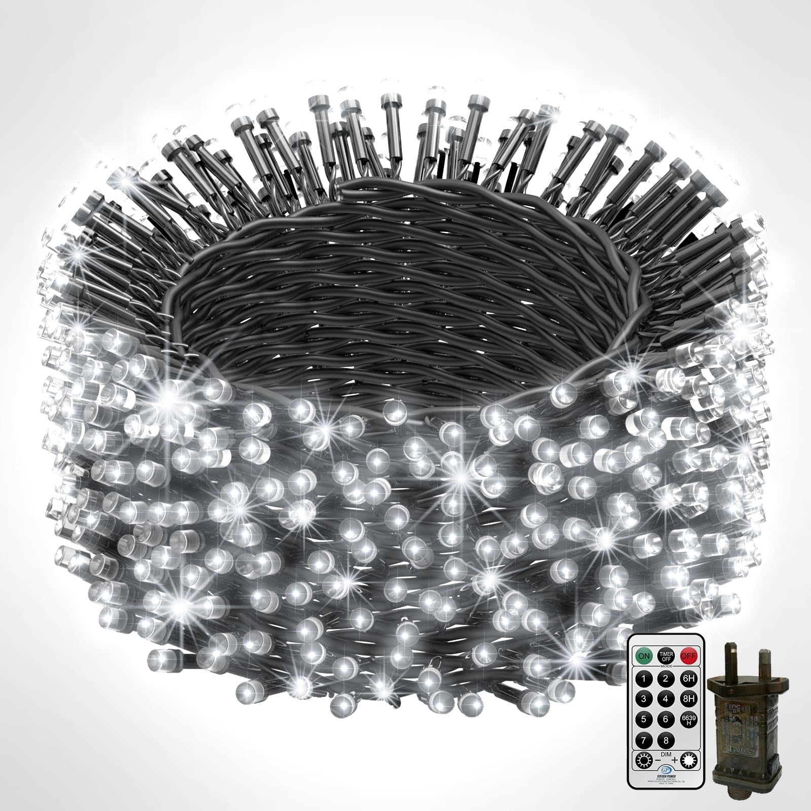 THKFUL Outdoor String Light,80M 800LED Fairy Lights Mains Powered, String Light Waterproof Remote with 8 Modes for Gazebo Garden Yard(White)