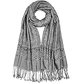 QIUTIMIY Paisley Pashmina Shawls and Wraps for Women Reversible Jacquard Festival Rave Pashmina Scarves with Fringe Vintage