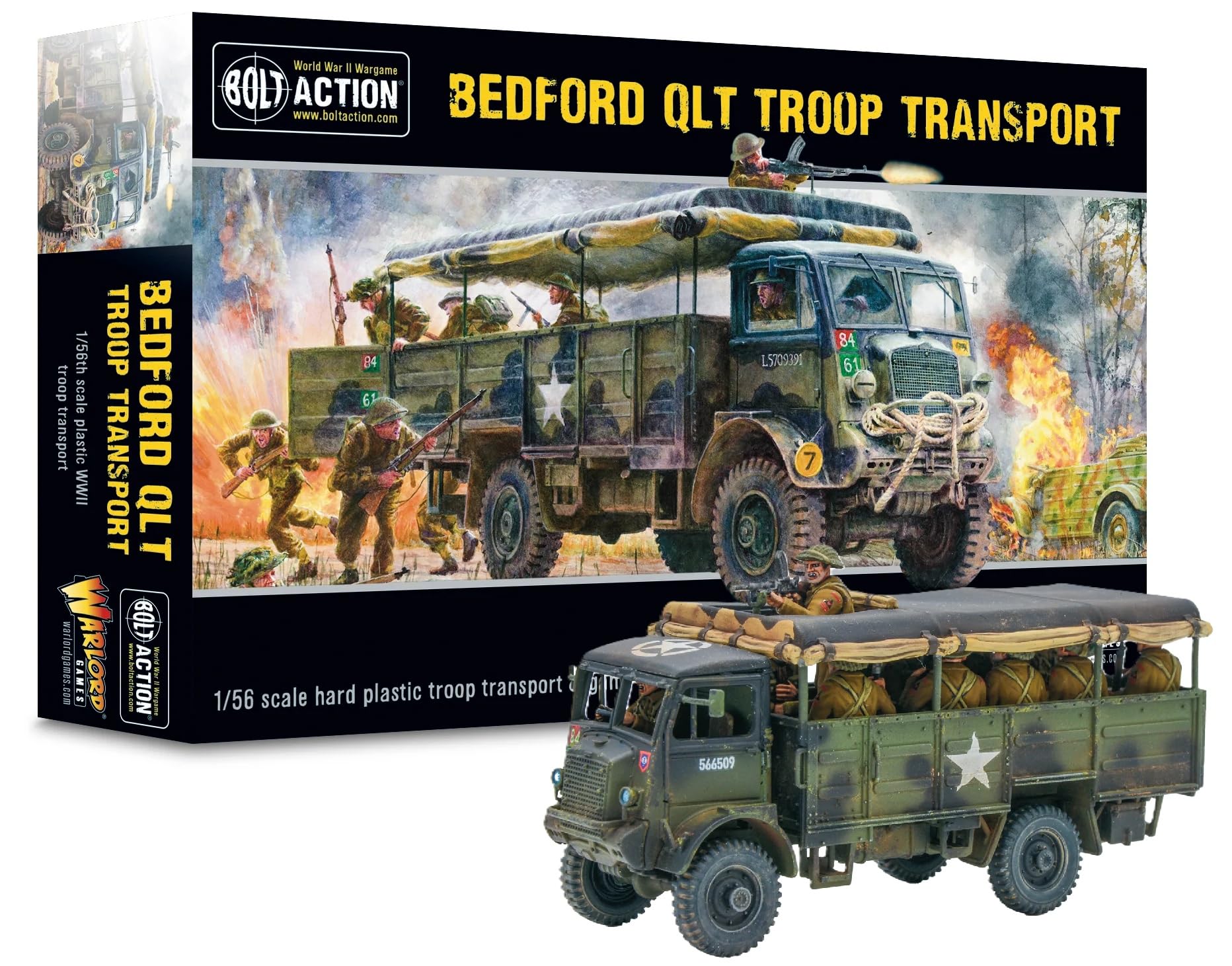 Warlord Games Bedford QLT Troop Transport - 1:56 / 28mm British Army Plastic Scale Model Truck for Bolt Action Highly Detailed World War 2 Miniatures