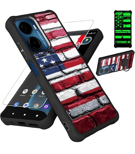 DIGTIALL Case For Cricket Magic 2 5G 2024 U655AC/ATT Propel 2 5G U655AA 6.5\" With Tempered Glass Screen Protector,Dual Layer Heavy Duty Shockproof Protective Cover,Frog On Mushroom