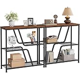Gewudraw Set of 2 Console Tables, 30" Narrow Entryway Tables, Rustic Brown | Small Entryway Table, Behind Couch Table with 4-Tier Storage Shelves, Sofa Table for Entrance, Living Room, Hallway, Bedroom