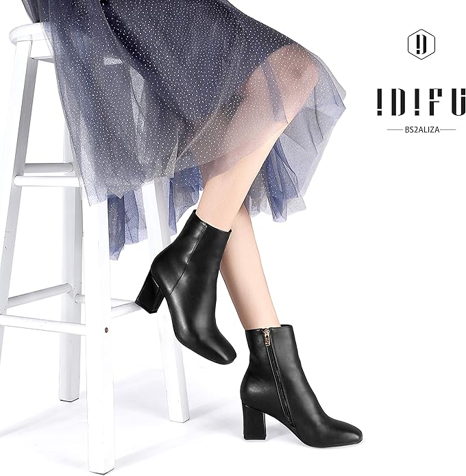 IDIFU Womens Fashion Square Booties
