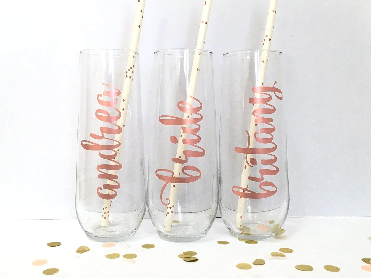 Personalized Wedding Champagne Flutes Rose