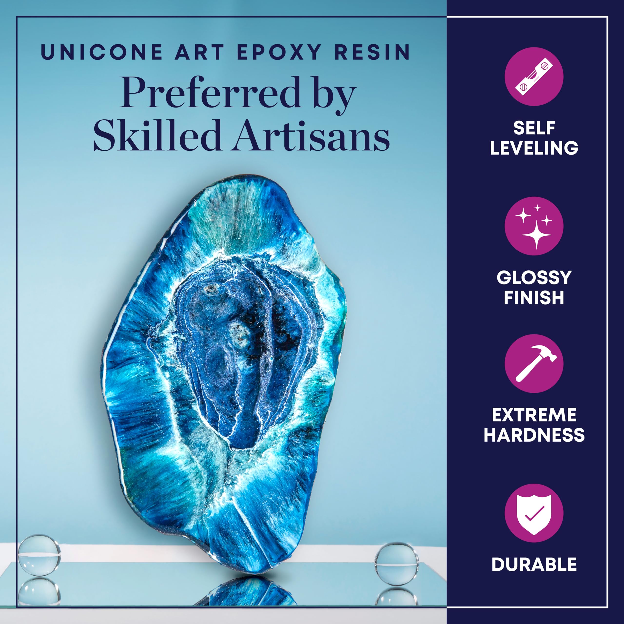 Resin Epoxy Kit 1 Gallon Craft Kit Gift - (.5 Gal Resin + .5 Gal Hardener) - Non-Toxic, Crystal Clear, Odor-Free, UV Resistant, High Gloss Art Epoxy