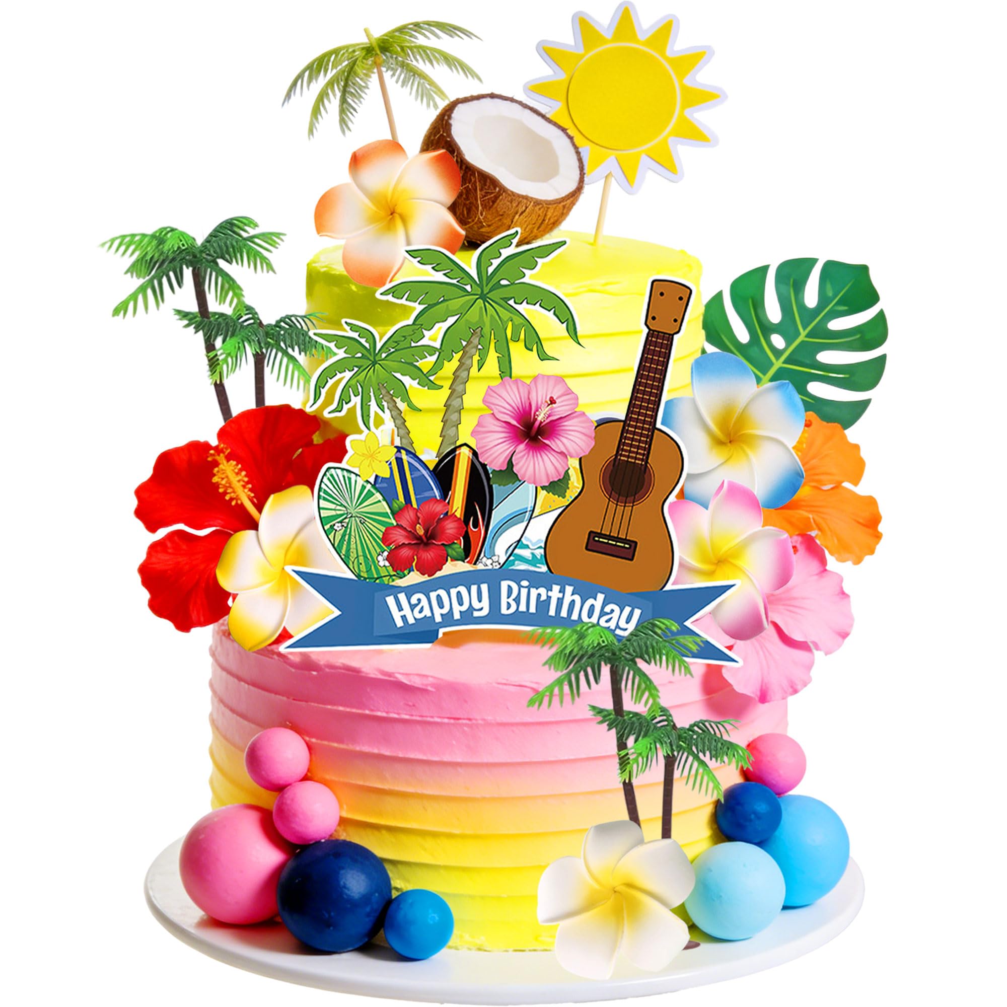 Hawaiian Luau Aloha Birthday Cake Decor for Baby Shower Bridal Shower Birthday Wedding Party Supplies Favors