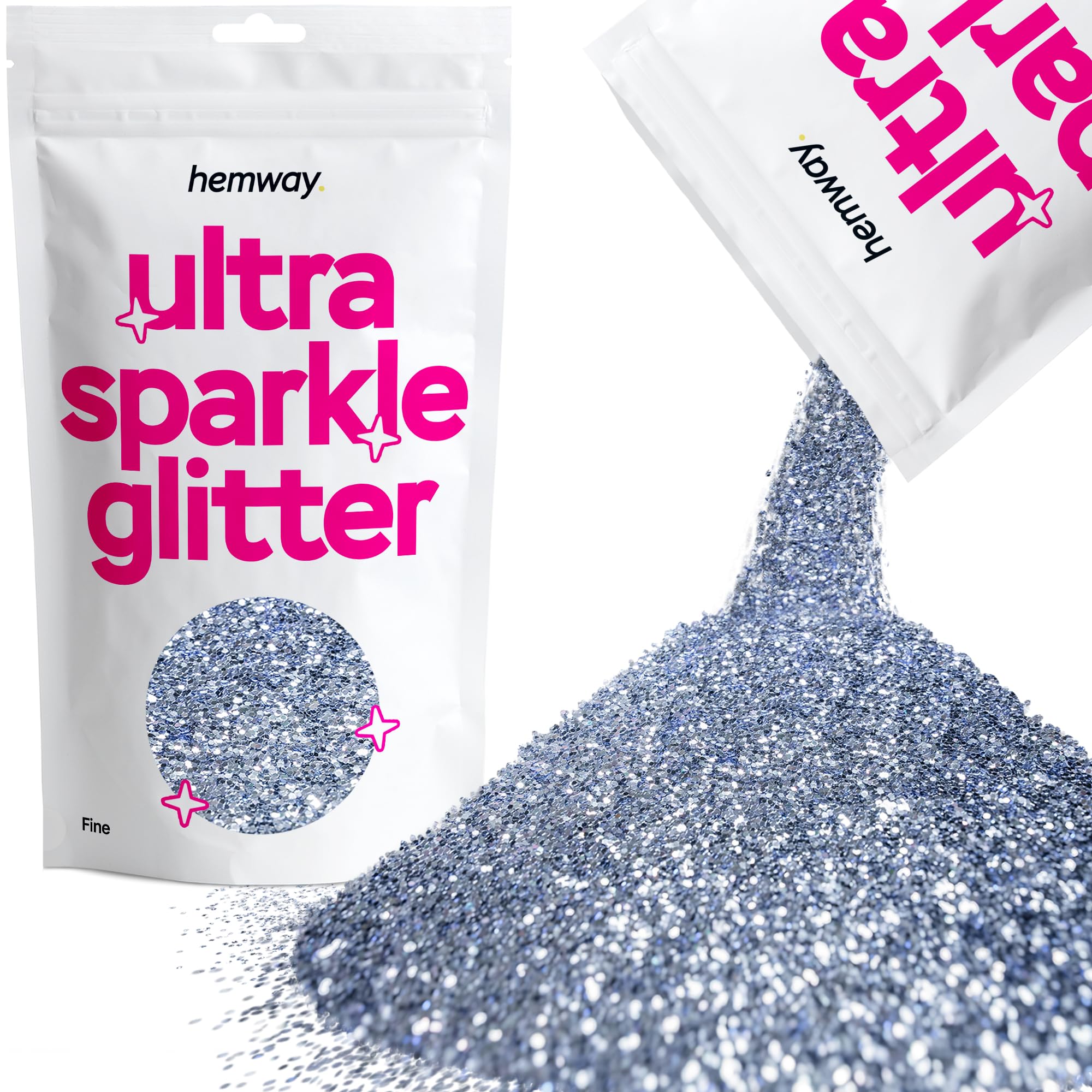 Hemway Ultra Sparkle Glitter Azure Blue 100g Fine | Glitter for Arts & Craft, Makeup, Nail Art, Crafting, Card Making, Sparkle Decoration