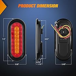 Nilight 6 Inch Oval Trailer Tail Light 2 PCS Red