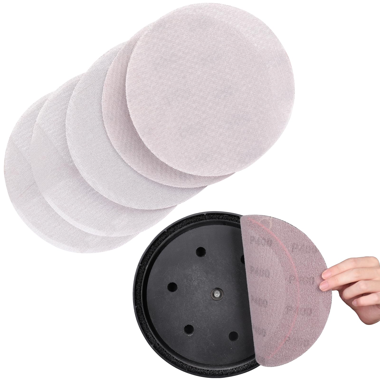 Sruhrak 225mm Net Sandpaper, 25 PCS Mesh Sanding Discs 400 Grit Hook and Loop Sanding Pads for Drywall Sander Efficient Dust Removal Random Orbital Sander Polishing