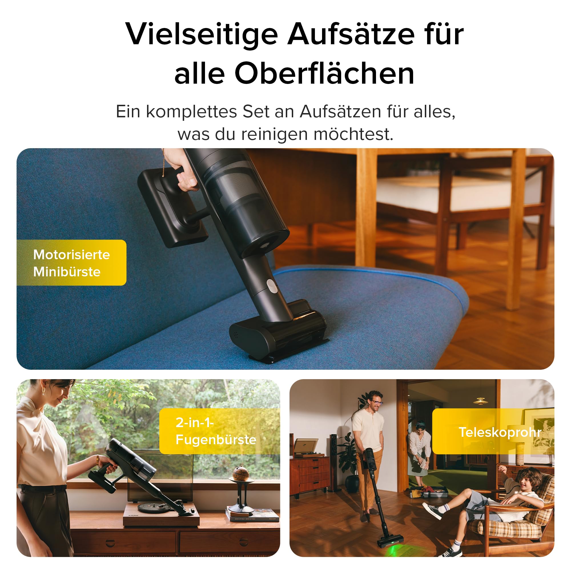 roborock H60 Ultra Akku Staubsauger, 210AW kraftvolle Saugleistung, 90 Min. Maximale Laufzeit, 90° Flexibler Saugrohr, Staubsauger kabellos, Anti-Tangle Bürste für Teppiche, Hartböden, Tierhaare, Auto 9