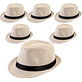 Roshtia 6 Pieces Panama Straw Hats for Men Sun Hats Women Wide Brim Summer Beach