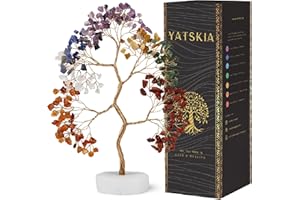 YATSKIA Seven Chakra Tree of Life Decor - Crystals and Healing Stones for Positive Energy, Gemstone Crystal Tree, Thoughtful Birthday Gifts for Women