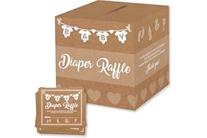 Party Hearty Baby Shower Games for Girl or Boy, 50 Diaper Raffle Tickets, Diaper Raffle Ticket Cards Box, Baby Shower Decorations, Raffle Prizes, Ideas