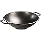 Lodge Pro-Logic Wok With Flat Base and Loop Handles, 14-inch, Black