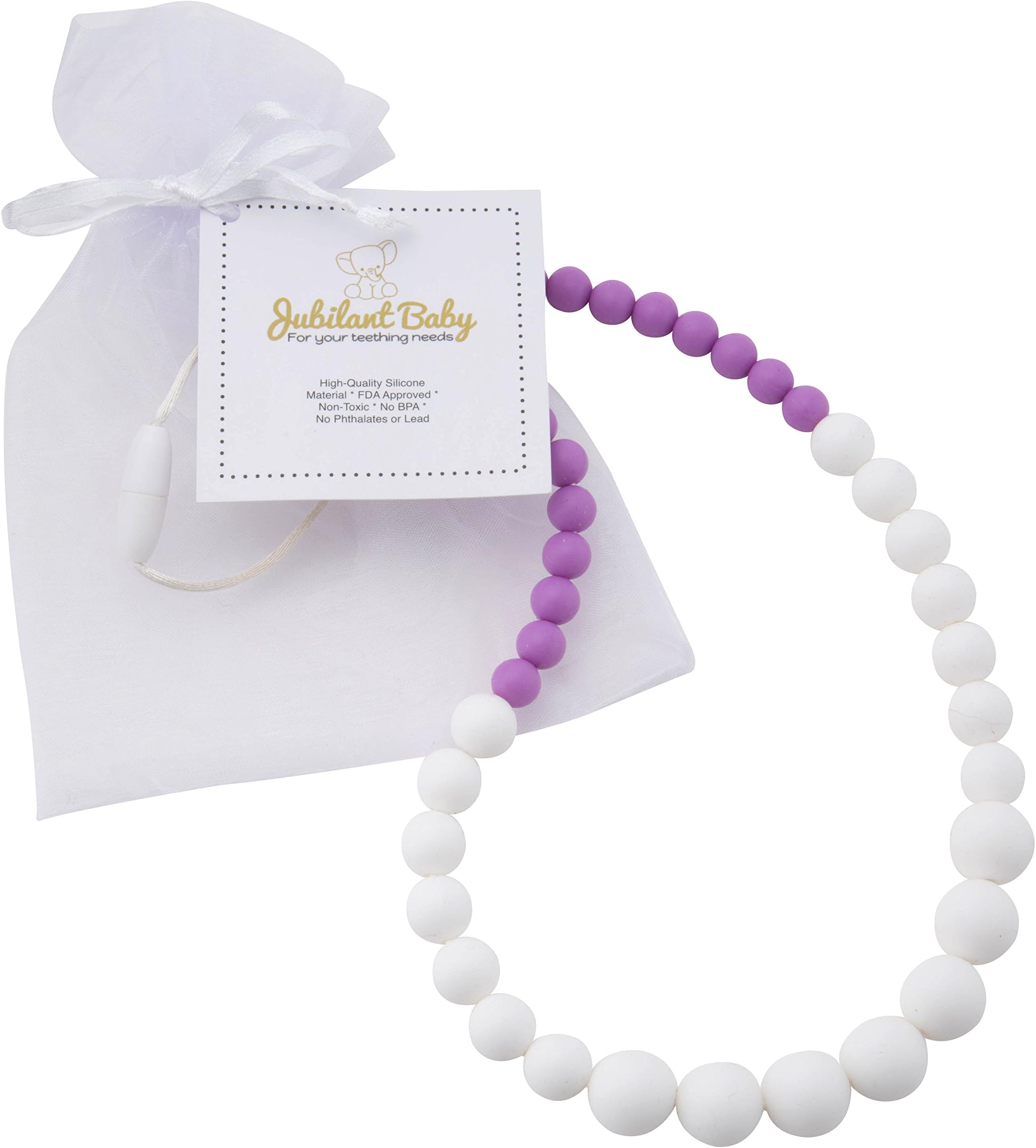 Silicone Teething Necklace for Mom, Unique, for Chewing and Used as a Nursing Necklace While Breastfeeding, Provides Soothing Relief & Acts as a Sensory Toy (Giraffe & Ring Alternative) – Purple