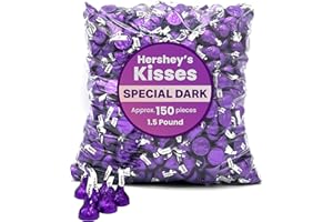 CHAIN & JO SWEETS Hershys Kisses Special Dark Chocolate - 1.5 Pound of Approx 150 Pieces, Individually Wrapped Purple Bulk Candy - Chocolate Candy for Gifts - Office Candy Snacks For Adults - Ideal For Sharing With Friends & Family - Candy for Party Bags , Candy Buffet, and Candy Dish - Perfect For Chocolate Gift Box - Chocolates For Pinata Candy Purple Candy Kisses Chocolate Special Dark