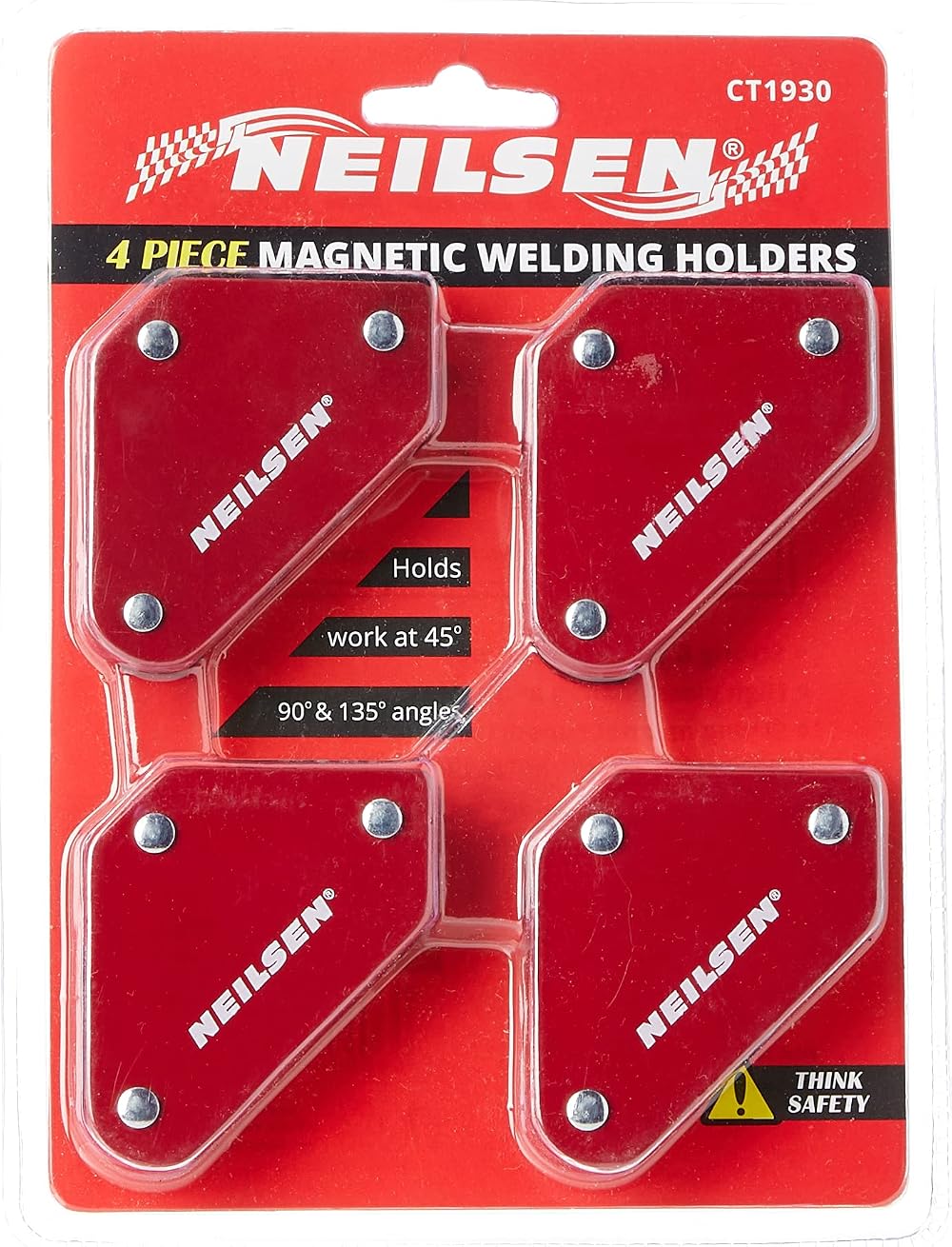 Neilsen CT1930 4pc Magnetic Welding Holders 45 90 135 Degree Supports 10lb