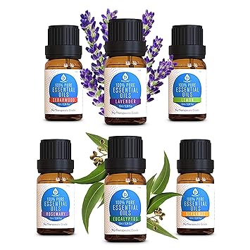 Pursonic 100 Pure Essential Aromatherapy Oils Pro Therapeutic Grade Gift Set 6 Pack 10mlbergamot Cedarwoodeucalyptuslavender Lemon Rosemary - 