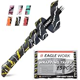 EAGLE WORK Golf Grip Wrapping Tapes, Innovative Regripping Solution for Golf Club Grips, 15 Pack Tacky PU Overgrip Tapes, Black