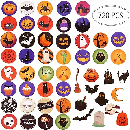 Outus Adesivi Di Halloween Autoadesivi Dolcetto O Scherzetto Decorazioni Adesivi Di Zucca Halloween Fantasma Gatto Nero Pipistrello Disegno 720