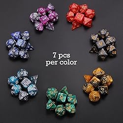 BABEJIA 7 Sets (49PCS) Polyhedral Dice Set for