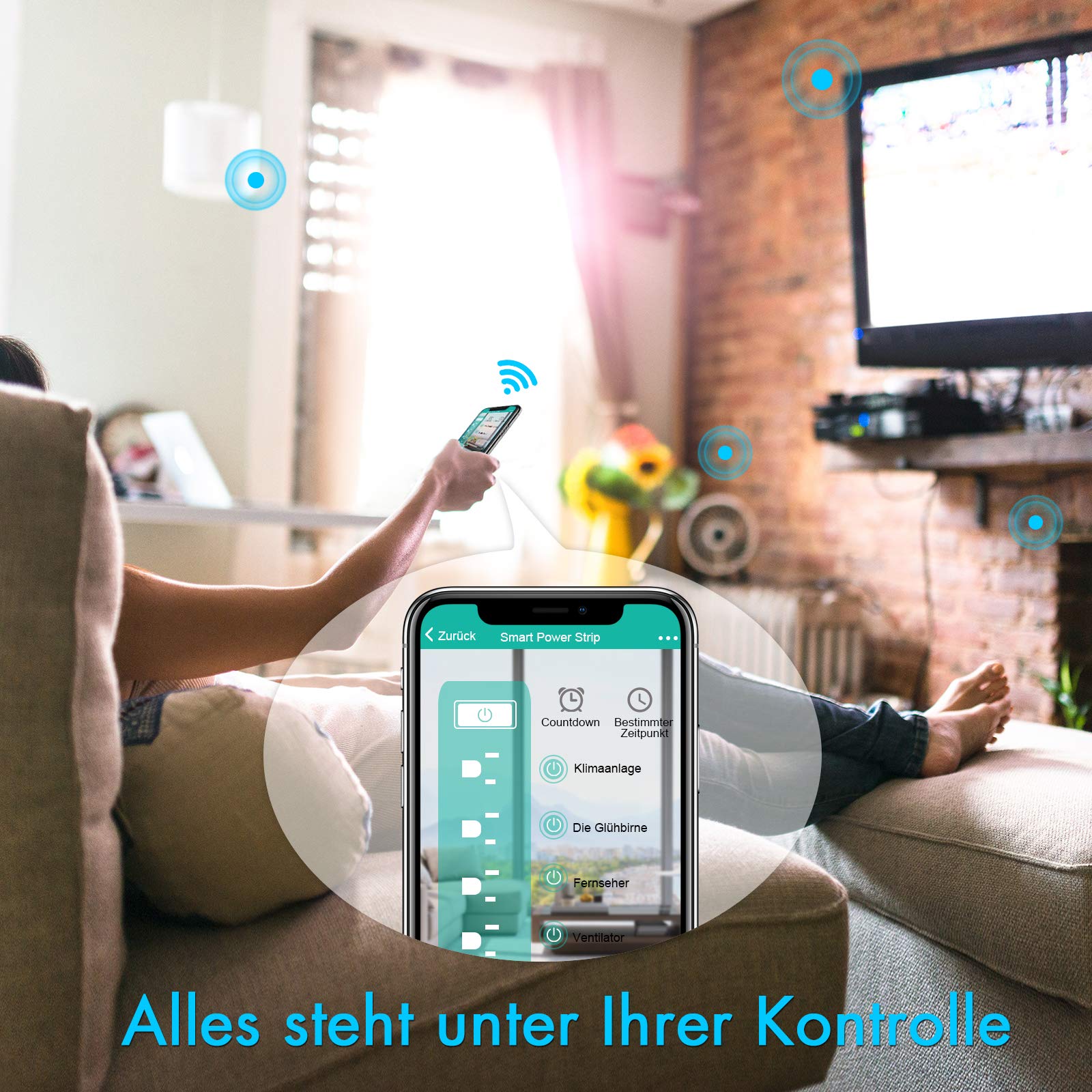 Smart Steckdosenleiste Intelligente WLAN Mehrfachsteckdose mit Überspannungsschutz Wifi Steckdosen 4 Fach AC-Ausgänge und 4 USB-Voice Control mit Amazon Alexa [Echo, Echo Dot], Google Home und IFTTT mit App Fernsteuerung für iOS und Android