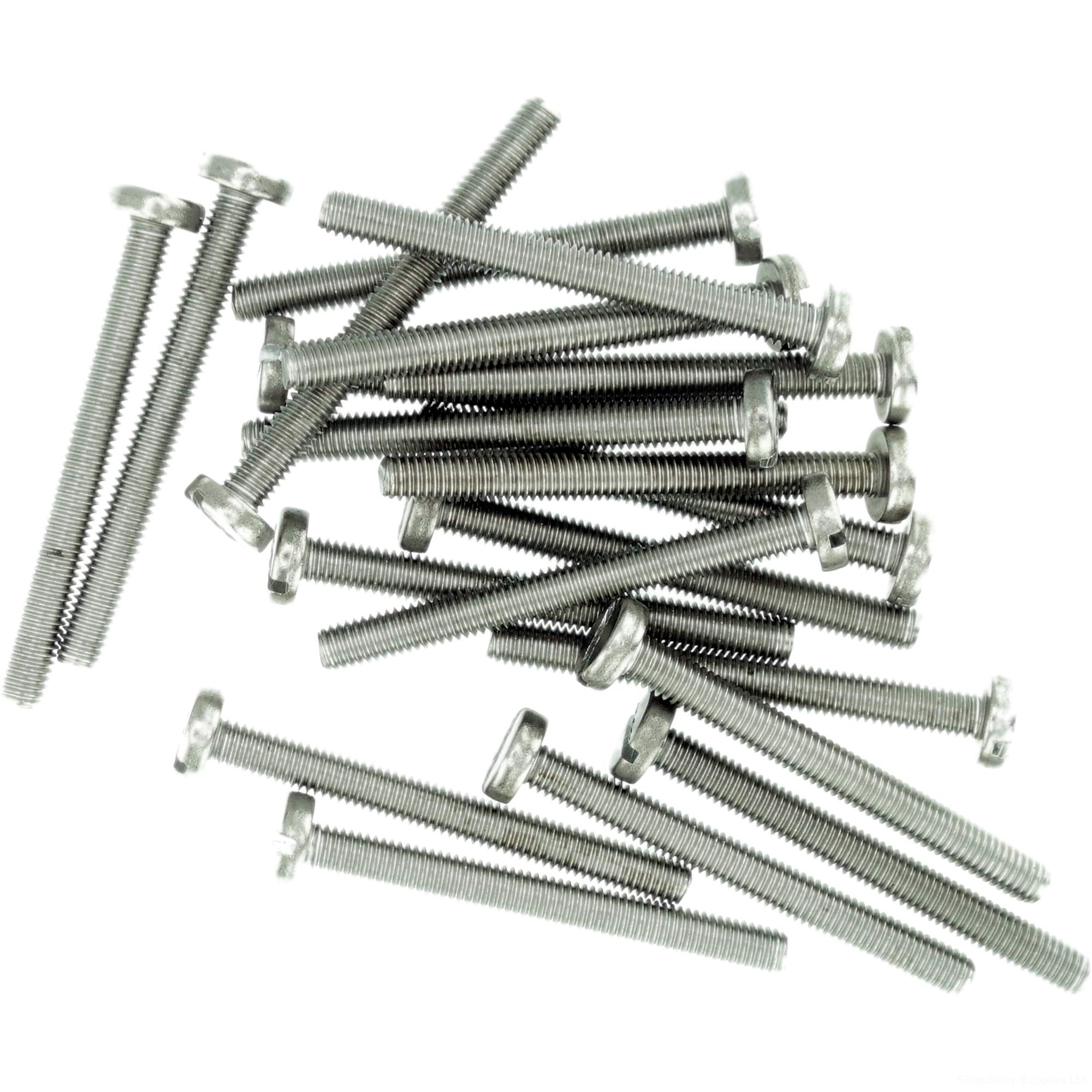 M6 (6mm x 45mm) Slot Pan Machine Screw (Bolt) - Stainless Steel (A2) (Pack of 20)